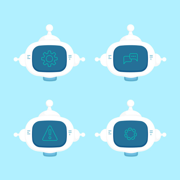 可爱的卡通机器人头像和图标图片下载