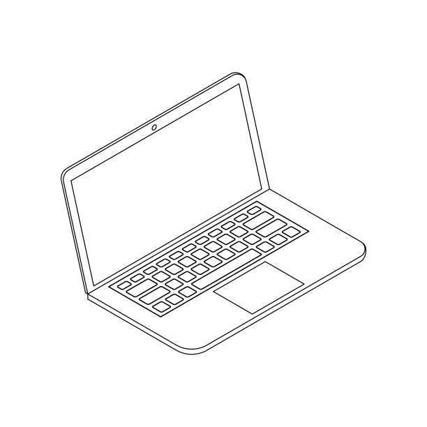 黑色直线等距笔记本电脑图片下载