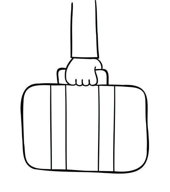 卡通旅行箱和拿着它的男人图片下载