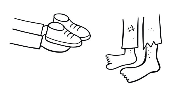 卡通新鞋送给无家可归的人图片下载