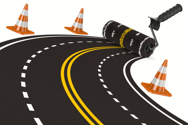 在白色背景上用辊刷绘制道路。孤立的3 d演示图片下载