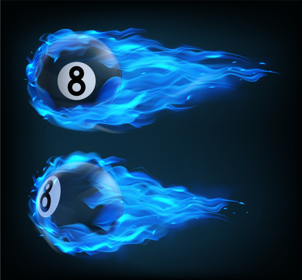 在蓝色火焰中飞着黑色的弹子球图片下载
