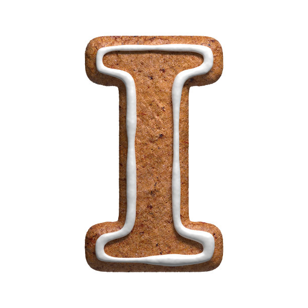 3d渲染的圣诞姜饼饼干信件孤立在白色的背景。节日食物象征字母。图片下载