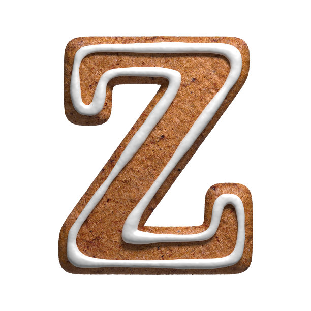 3d渲染的圣诞姜饼饼干信件孤立在白色的背景。节日食物象征字母。图片下载