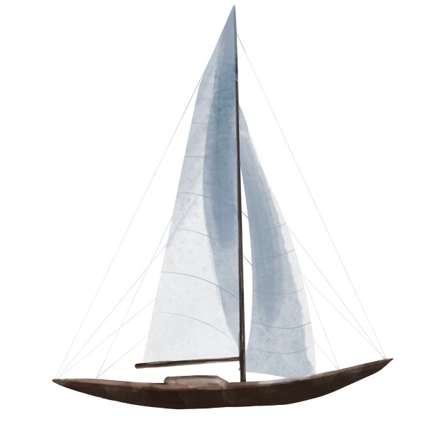 水彩插图，手工帆船孤立的对象在白色的背景图片下载