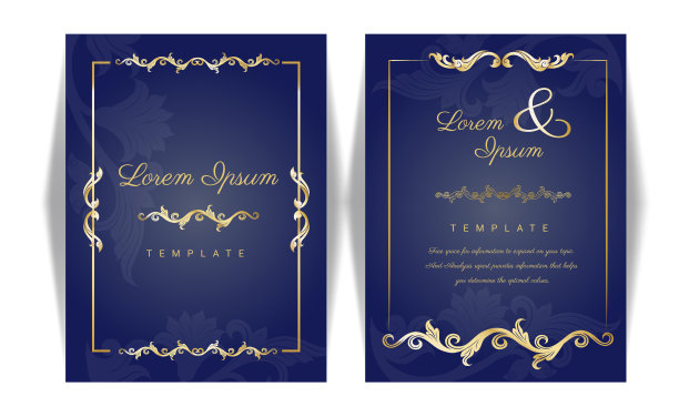 复古黄金矩形框架豪华与花卉角落装饰图片下载