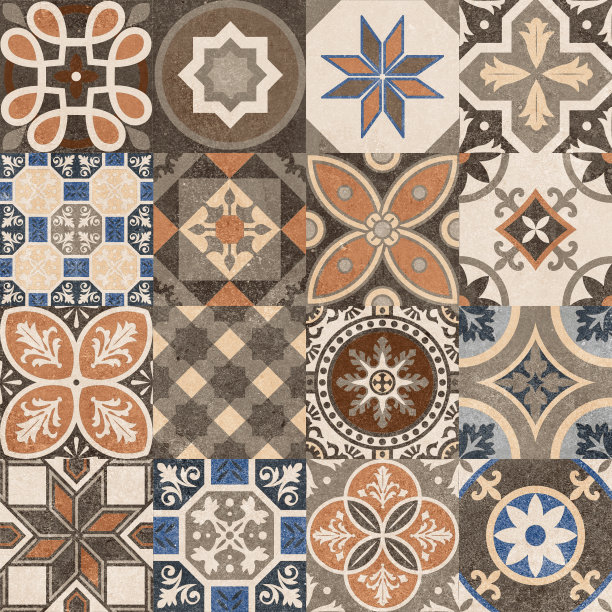 无缝主题瓷砖背景葡萄牙风格。蓝色和白色的马赛克图案。图片下载