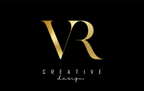 金色vr vr字母标志概念与衬线图片下载