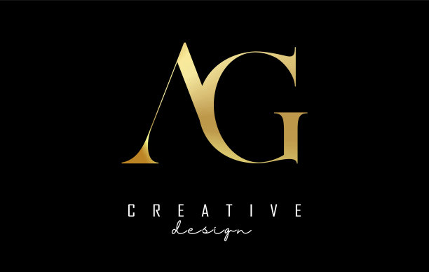 金色ag g字母标志概念与衬线图片下载