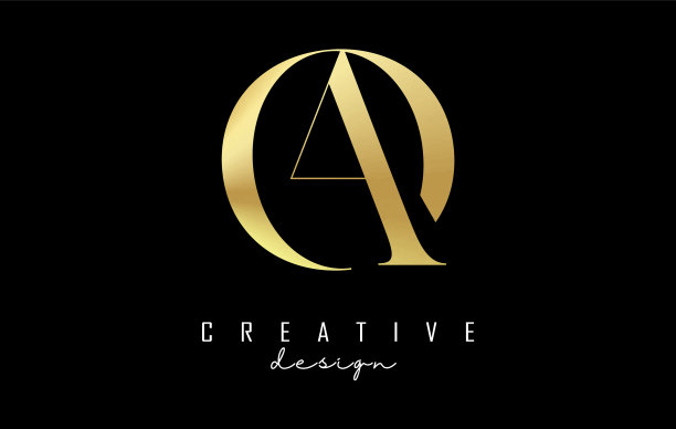 金色ao ao字母标志概念与衬线图片下载