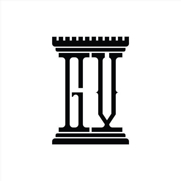 Gv标志字母与柱形设计模板图片下载