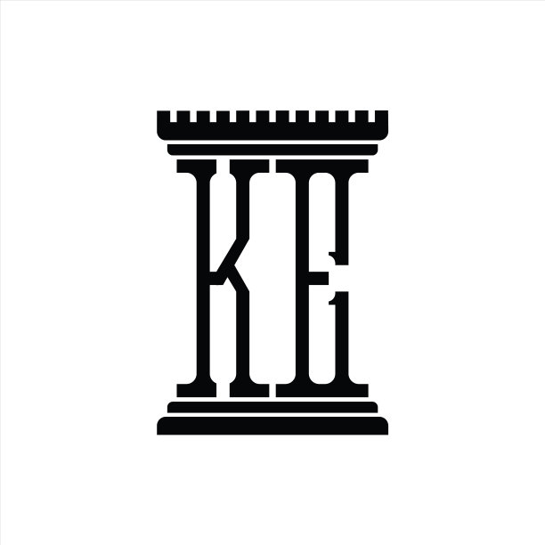 KE字母组合标志，立柱造型设计模板图片下载