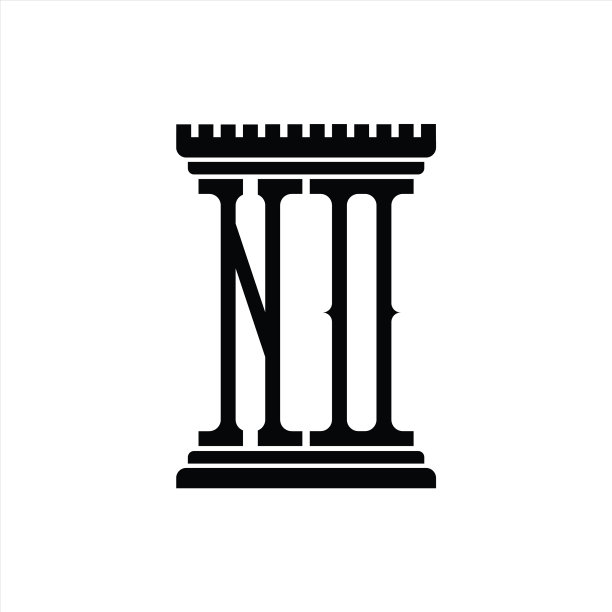 带有柱形设计的无 Logo 字母组合设计模板图片下载