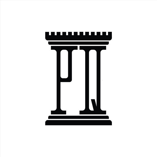 带有支柱形状设计的PQ标志单字母组合设计模板图片下载