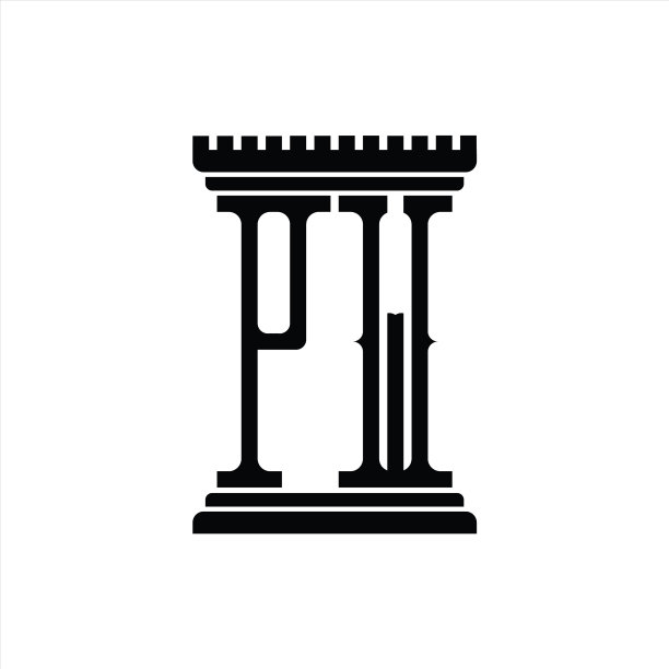 PW logo，柱状造型设计模板图片下载