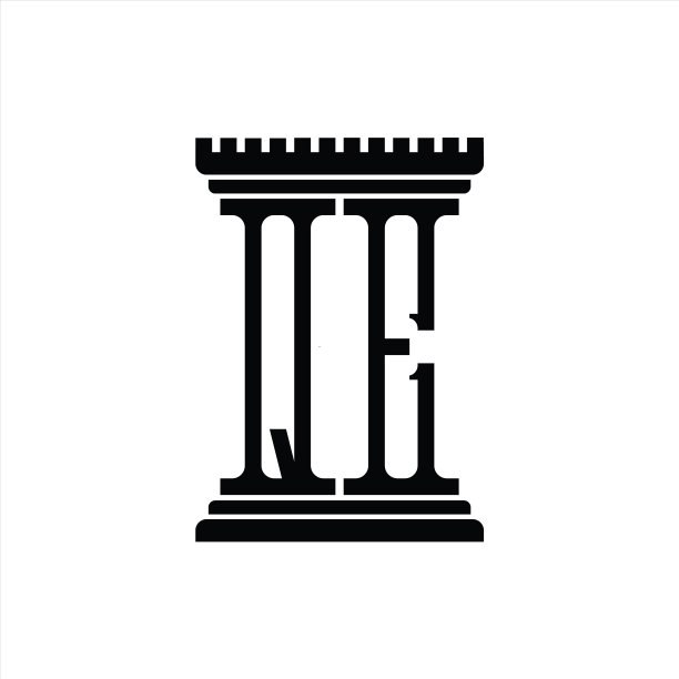 QE字母组合标志，含柱状造型设计模板图片下载