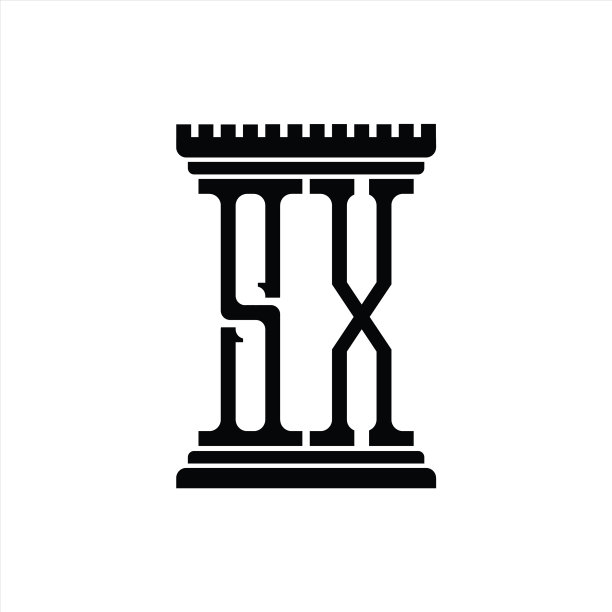 带有支柱形状设计模板的SX Logo字母组合图片下载