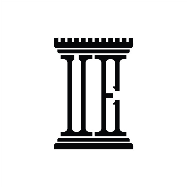 带有柱状设计的UE Logo字母组合设计模板图片下载