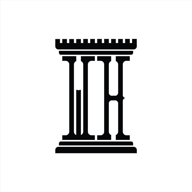 WH字母立柱形状标志设计模板图片下载