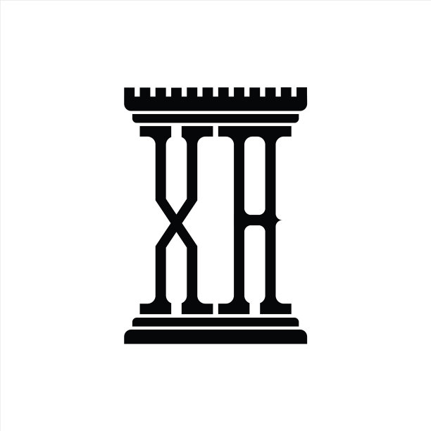具有支柱形状设计的XA字母组合标志模板图片下载