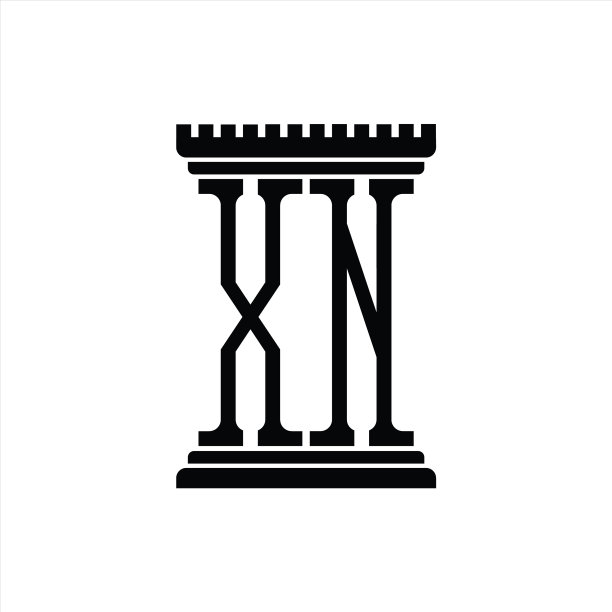 带有柱状造型的XN字母组合标志设计模板图片下载