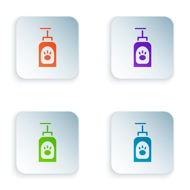 彩色宠物洗发水图标隔离在白色上图片下载
