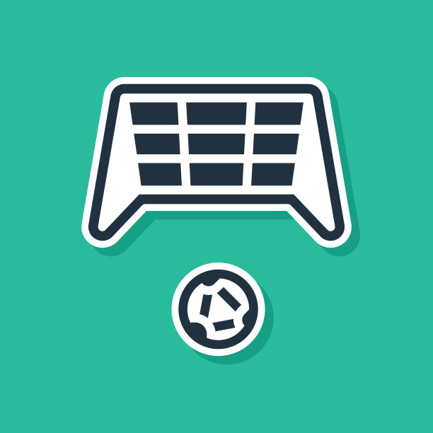 蓝色足球进球与球图标孤立在绿色图片下载