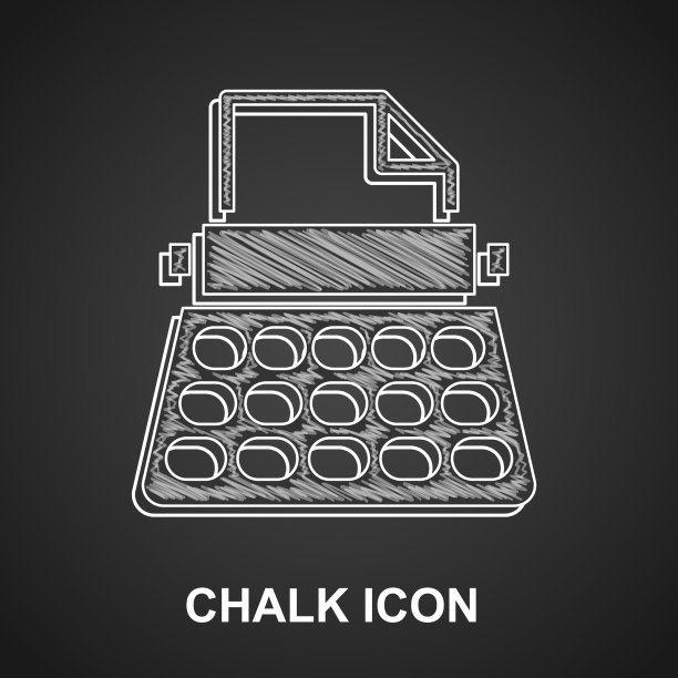 粉笔复古打字机和纸张图标图片下载