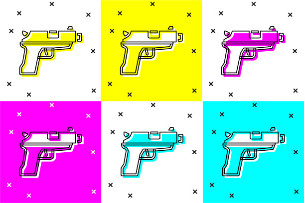 设置手枪或枪支图标的颜色隔离图片下载