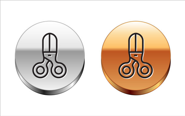 黑线剪刀发型师图标孤立上图片下载