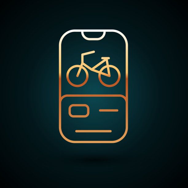 金线自行车租赁手机应用图标孤立图片下载