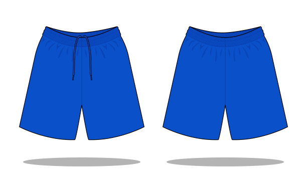 蓝色足球短裤模板矢量白色背景。图片下载