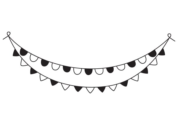 手工绘制的生日或节日旗帜装饰图片下载
