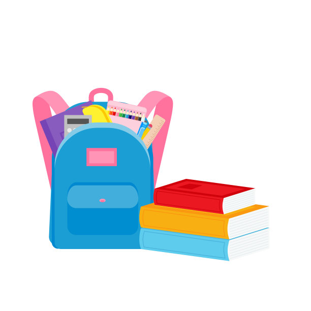 教室学校用品文具，铅笔盒，钢笔，成堆的书，照片写实文学，笔记本，笔记本教科书，书包，调色板和艺术刷子，彩色铅笔。矢量图图片下载
