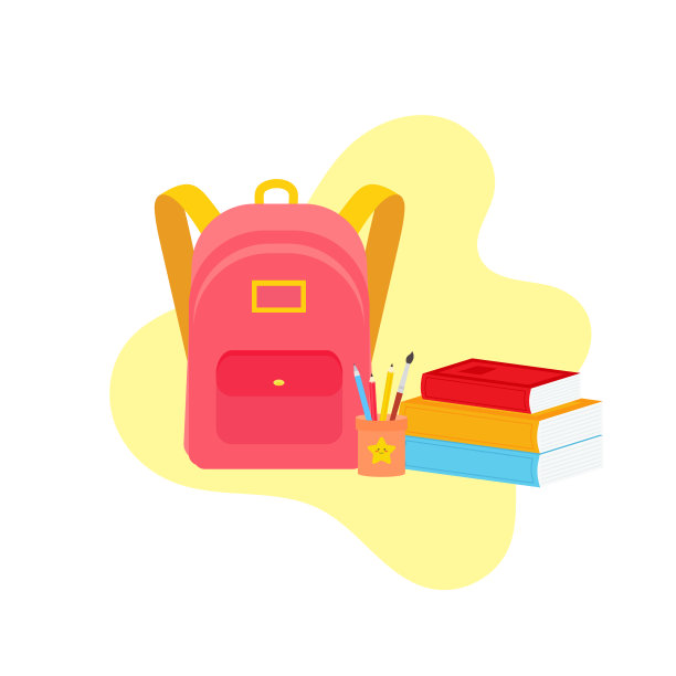 教室学校用品文具，铅笔盒，钢笔，成堆的书，照片写实文学，笔记本，笔记本教科书，书包，调色板和艺术刷子，彩色铅笔。矢量图图片下载
