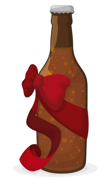 用红色蝴蝶结和丝带装饰的未开封玻璃瓶图片下载