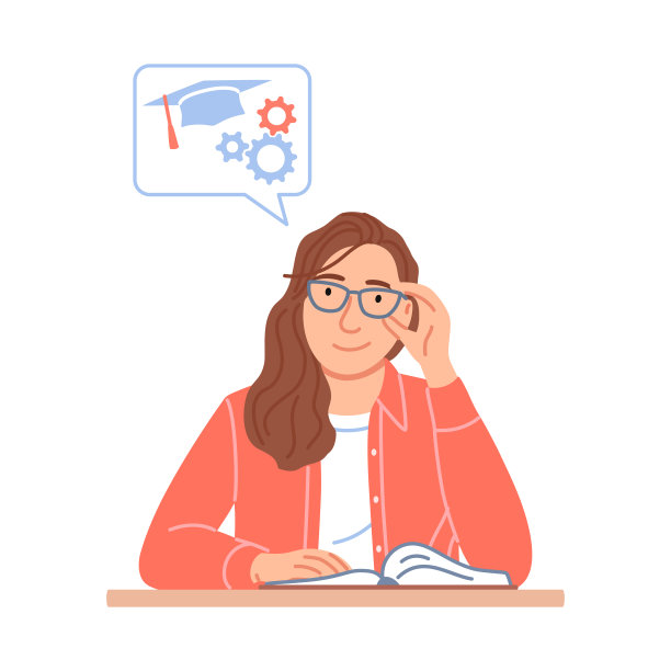 微笑的女学生打开书肖像孤立在白色的背景。漂亮聪明的女孩用课本学习。受教育，学习观念。卡通人物矢量插图。图片下载