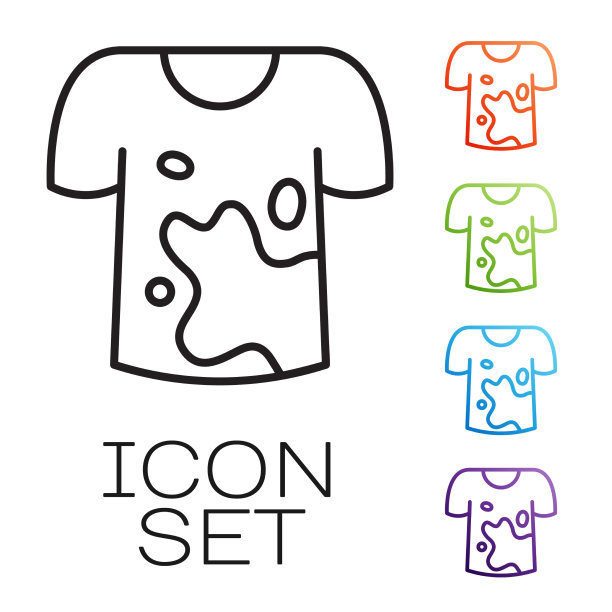 黑线脏t恤图标孤立在白色上图片下载