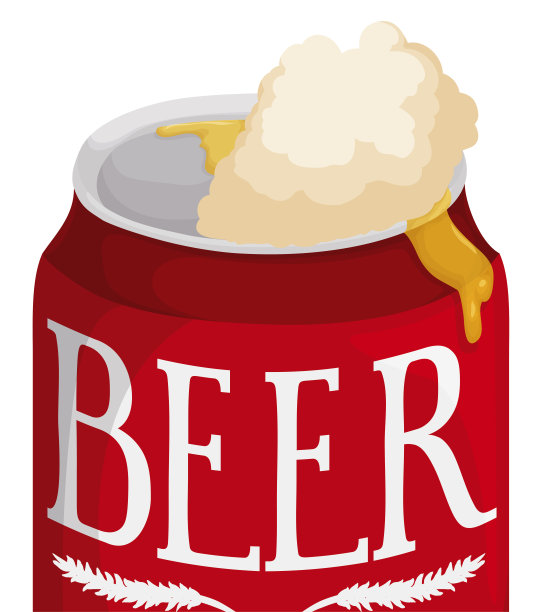 一个打开的带泡沫的啤酒罐的特写图片下载