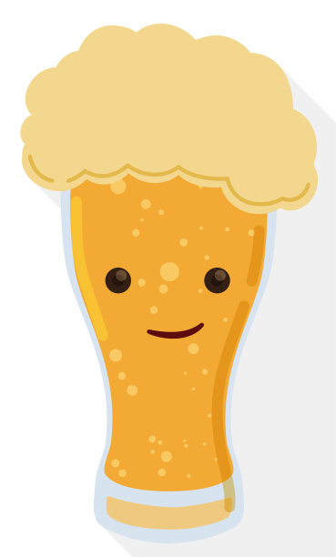 微笑的weizen瓶与泡沫啤酒扁平风格图片下载