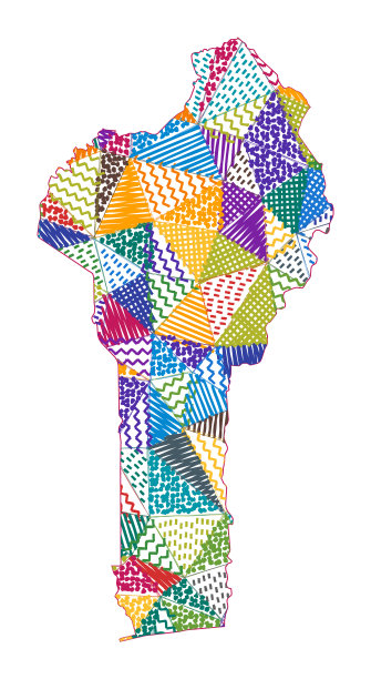 儿童风格的贝宁地图。图片下载