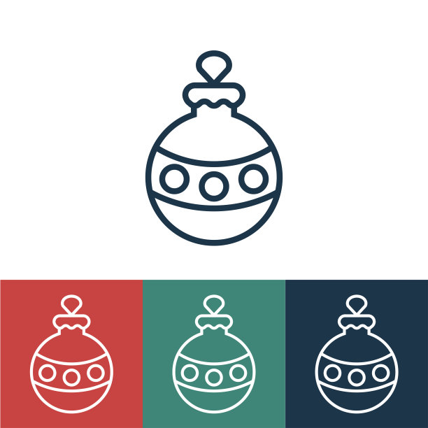 线图标玩具在圣诞树上与圆圈图片下载