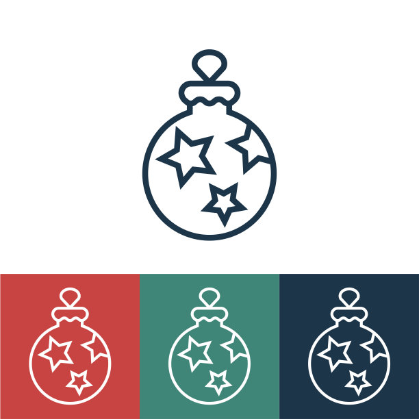 线图标玩具与星星在圣诞树上图片下载