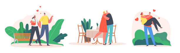 设定情侣爱情主题。爱关系,团结。男人和女人牵着手走，男朋友背着女孩图片下载