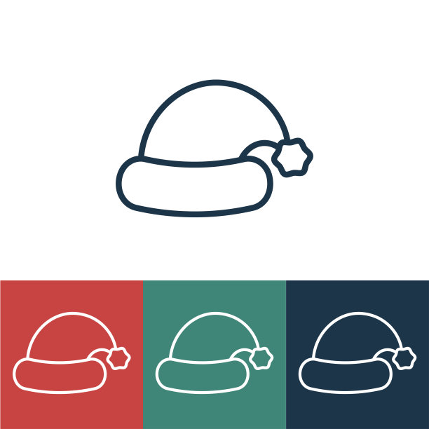 线性矢量图标与圣诞老人的帽子图片下载