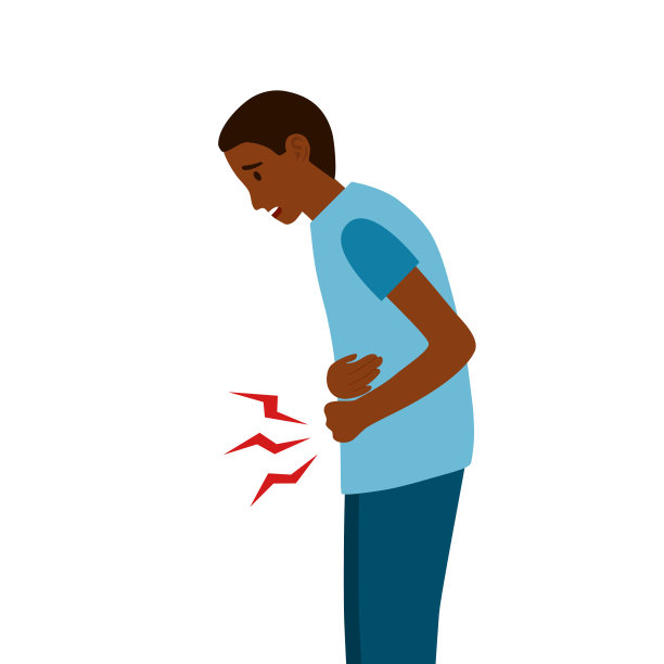 非洲人感觉胃痛概念矢量插图上的白色背景。便秘或腹泻。腹部疾病及疾病。图片下载