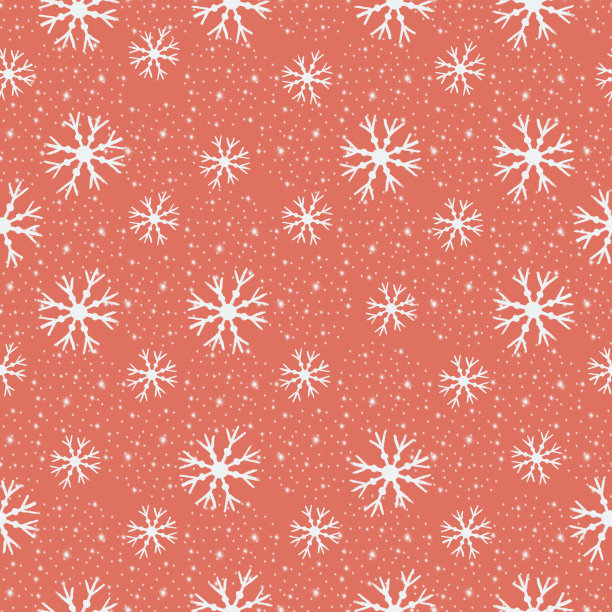 白色雪花红底，圣诞无缝图案设计图片下载