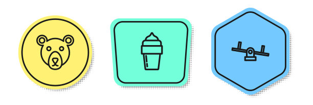 套线熊头冰淇淋和跷跷板彩色图片下载