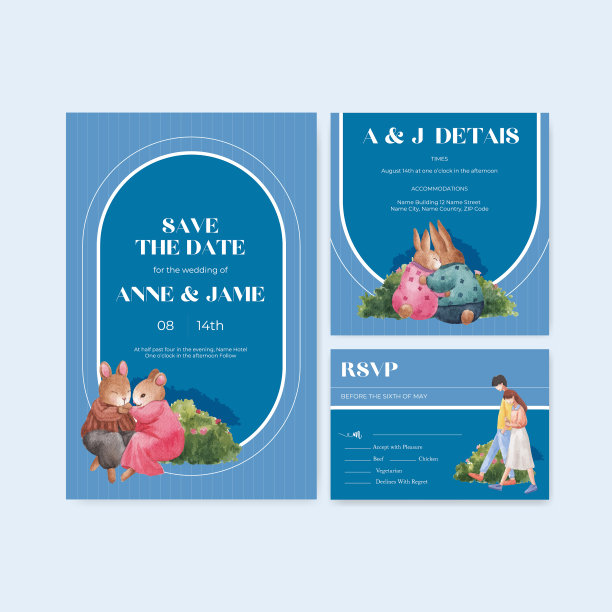 带有天堂爱情概念的婚礼卡片模板图片下载