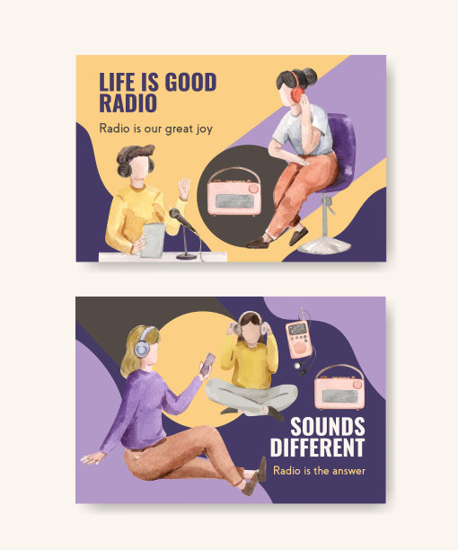 带有世界广播日概念的Facebook模板图片下载